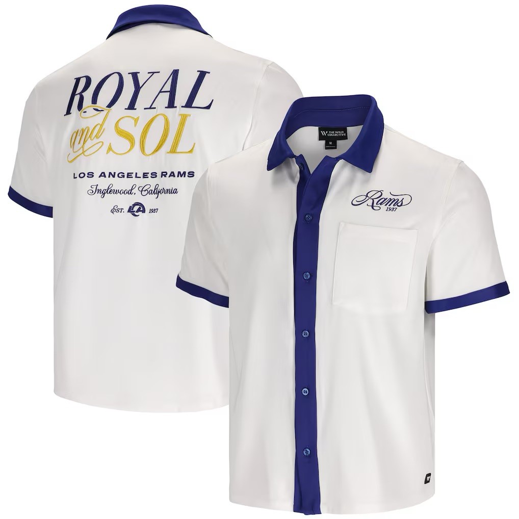 Los Angeles Rams The Wild Collective Blanco Real y Sol Bowler Abotonado