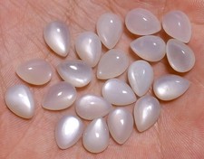 White Moonstone Pear Cab Cabochon 5x7mm For Making Jewelry
