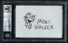 Mort Walker d2018 signed autograph 2.5x3.5 Cut Beetle Baily Creator BAS Slabbed