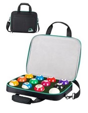 Pool Ball Case, Padded Billiard Carrying Bag Travel Storage Box with 12-Balls
