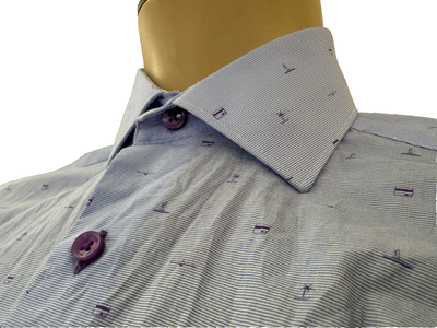 bertigo dress shirts Bertigo Men's Blue Geometric Dress Shirt Size 2 Travel Style Designer