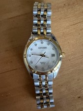 Citizen Quartz Women's Two-Tone Watch Steel White Dial Date 50m Diamond