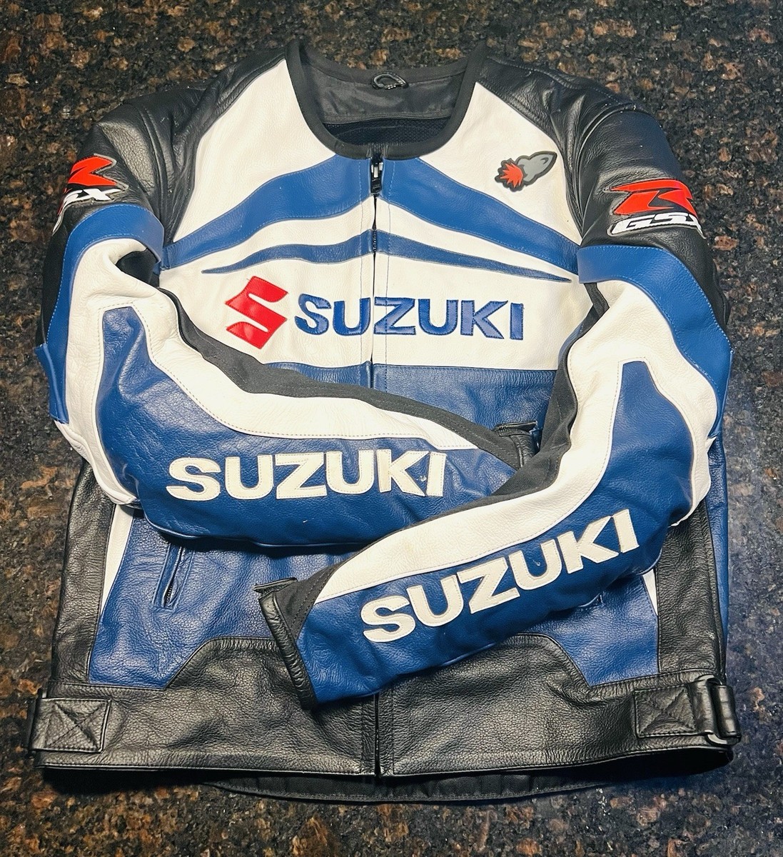 Suzuki GSXR Leather Motorcycle Jacket/Armored/Blue/Black/Red/Size