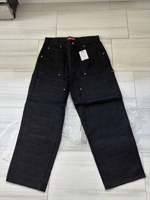 Supreme Jacquard Logos Double Knee Denim Painter Jean Black Size