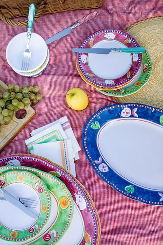 12-piece Plate Set of VIETRI Campagna Melamine Dishes Gallina Porco Uccello NWT