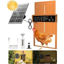 Solar Powered Automatic Chicken Coop Door with Timer Light Sensor Anti-Pinch