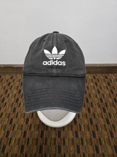 Adidas Originals Trefoil Black Adjustable Strapback Hat Cap Washed Cotton