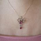 Pink tourmaline heart art deco 825 sterling silver necklace — photo 2