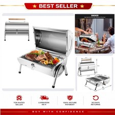 Barbecue Portable 2 en 1 à Charbon Inox Mini pour Camping et Jardin