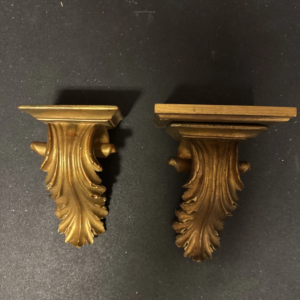 2 больших настенных кронштейна из листьев аканта полки в французском итальянском стиле золотые кораллы - Изображение 2 из 4