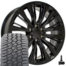 4882 Black 22x9 Wheels 28545r22 At2 Tires Tpms Set Fits Chevy Gmc Cadillac 4882 Black 22x9 Wheels 28545r22 At2 Tires Tpms Set Fits Chevy Gmc Cadillac
