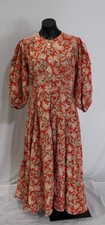 Doen Women's Floral Print Button Up Long Sleeve Maxi Dress EH6 Red Size XL