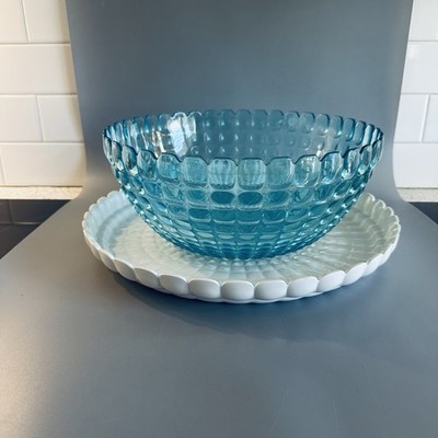 Guzzini DOLCEVITA Bowl Plate Serving Platter Tray Teal White