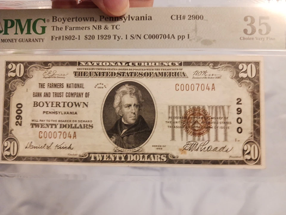 U.S. (Boyertown, PA) - Series of 1929 $20.00 National Currency Banknote VF-35 - Image 4 of 4