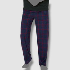68 Club Room Men's Blue Plaid Pajama PJ Warm Fleece Pants Lounge Sleepwear M