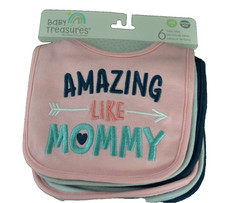 Baby Infant Girl Cotton Bibs 6 pack Princess One Size Girl Power Adorable NEW