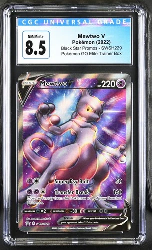 Pokémon 2022 Mewtwo V Pokémon GO Elite TB Black Star Promos #SWSH229 CGC 8.5