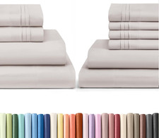 Luxurious Light Grey Cal King Bed Sheets Set - 10 Pieces Total 