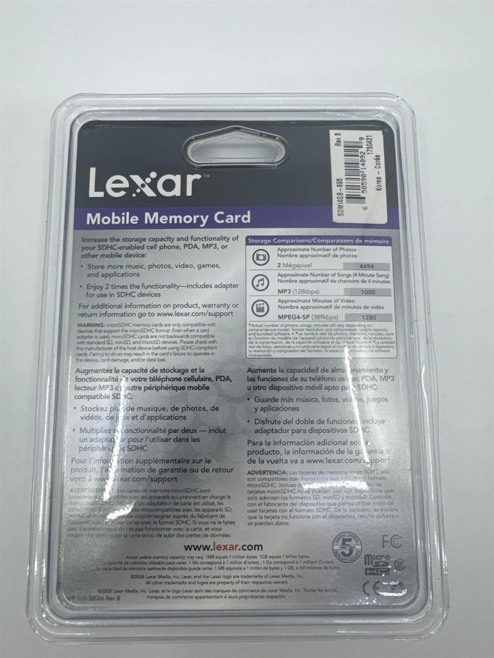 Lexar 4GB Mobile Memory Card Micro SD Adapter New In Packaging SDMI4GB-695 - Image 3 of 3