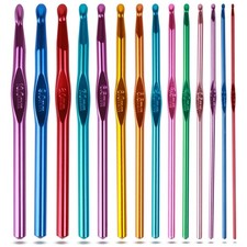 Crochet Needles Set, Lightweight Aluminum Hooks, Comfort Grip, Multicolor
