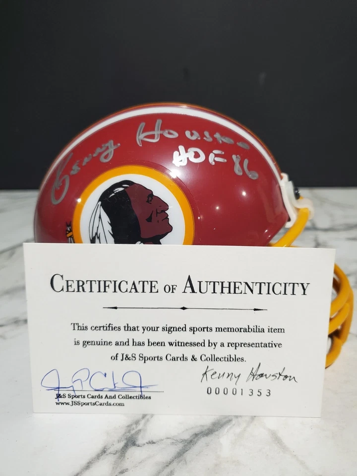 Mini capacete autografado KEN HOUSTON "HOF 86" Washington Redskins Kenny Insc certificado de autenticidade - Imagem 2 de 4
