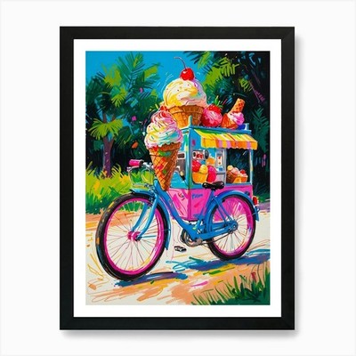 Eis Fahrrad Kunstdruck gerahmt Wandbild Poster Leinwanddruck Bild