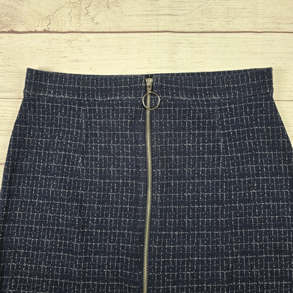 Falda Maeve Anthropologie Azul Lápiz Cintura Alta Mujer Talla Grande Cremallera Trasera Foto 4 de 4