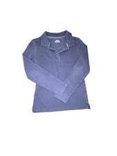 Cherokee Ultimate School Uniforms Long Sleeve Polo Shirt Navy Blue Size M