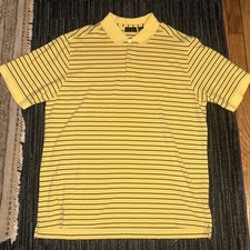 Walter Hagen Golf Stripe Golf Polo Shirt Yellow Blue XL 100% Pima Cotton