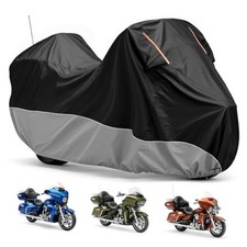 Waterproof Motorcycle Cover 420D Heavy Duty with Side Top Box Compatible Gray