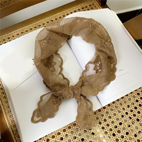 Lady Head Band Bandana Lace Triangle Scarf Neckerchief Floral Shawl Bow Tie Wrap - Picture 18 of 22
