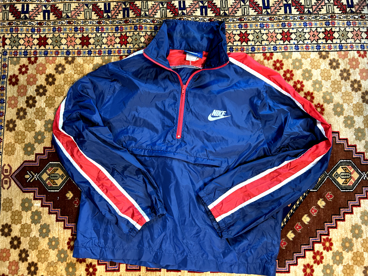 Vintage Nike Track Jacket Wind Breaker Mens M, Red White and Blue 