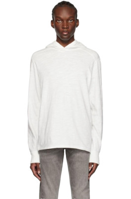 Rag & Bone Mens White Long Sleeve Classic Flame Cotton  Hoodie Size S