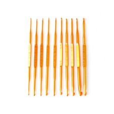 10Pcs Golden Aluminum Double End Crochet Hook Knitting Needle Set Weave Craft