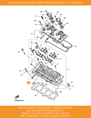Yamaha Bolt Stud 95612-08625 Fowlers Parts OEM for sale online