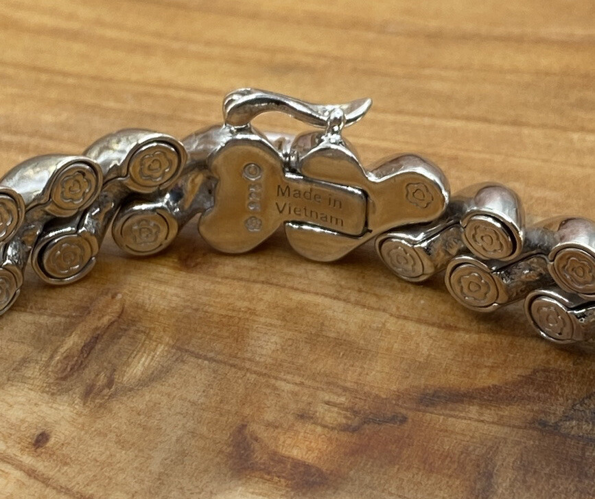 Designer Signed Sterling Silver Bars Bracelet - image 5