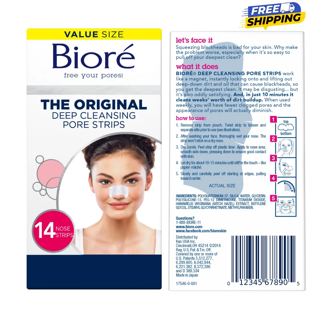 Biore Original Deep Cleansing Blackhead Remover Pore Strips 14Ct
