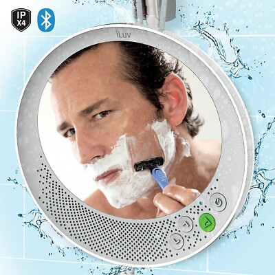 Original iLuv AUDMIRRWH AudShower Spiegel mit integrierten Bluetooth Lautsprechern -
