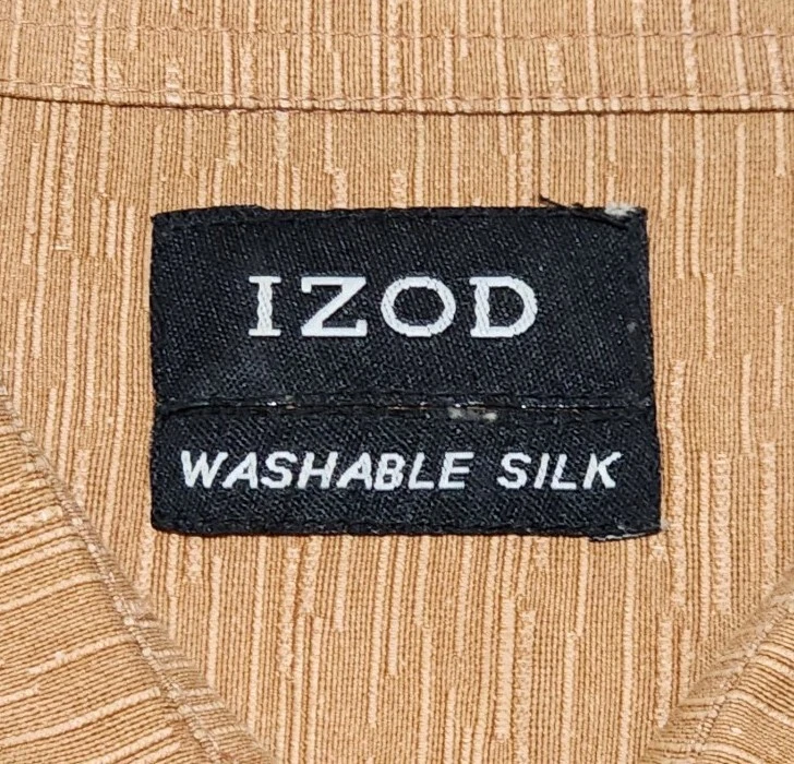 Camisa Izod Para Hombre Grande Marrón Lavable Seda Abotonada Informal Exterior Para Hombre Foto 4 de 4