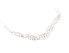 925 Sterling Silver Genuine Diamonds Shiny Twist Chain Necklace NE1938