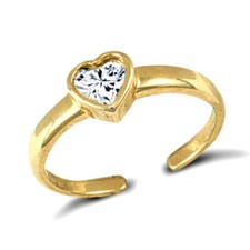 Toe Ring 9ct Gold White Heart Shaped  9ct Solid Gold