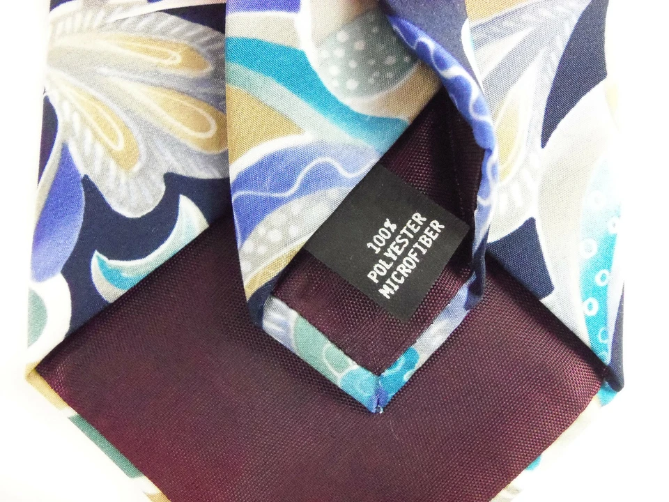 Corbata vintage Kuppeheimer diseño abstracto azul verde dorado índigo Foto 3 de 4