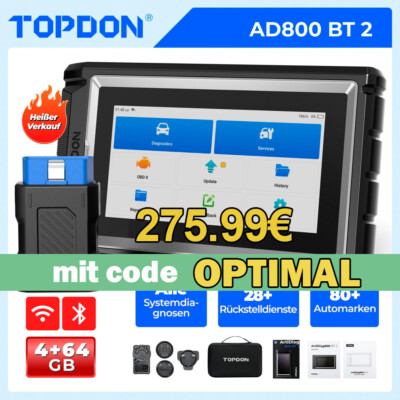 TOPDON AD800 BT 2 Profi KFZ Diagnosegerät Auto OBD2 Scanner ALLE SYSTEM TPMS
