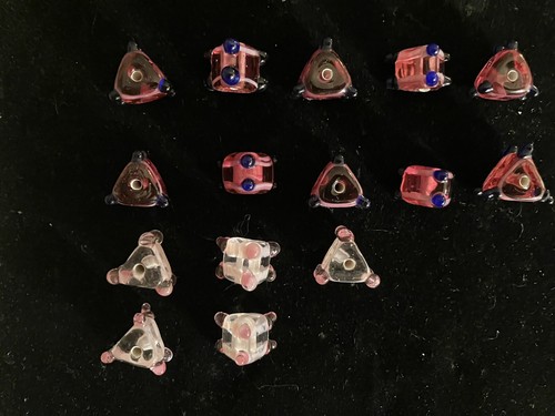 Lot Of 15 Dark/light Pink Triangular Lamp work Beads