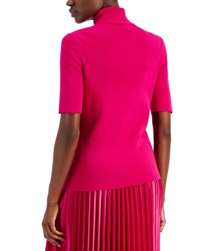Anne Klein Women's Half-Sleeve Turtleneck Sweater - Amaranth - SZ S - Picture 3 of 5