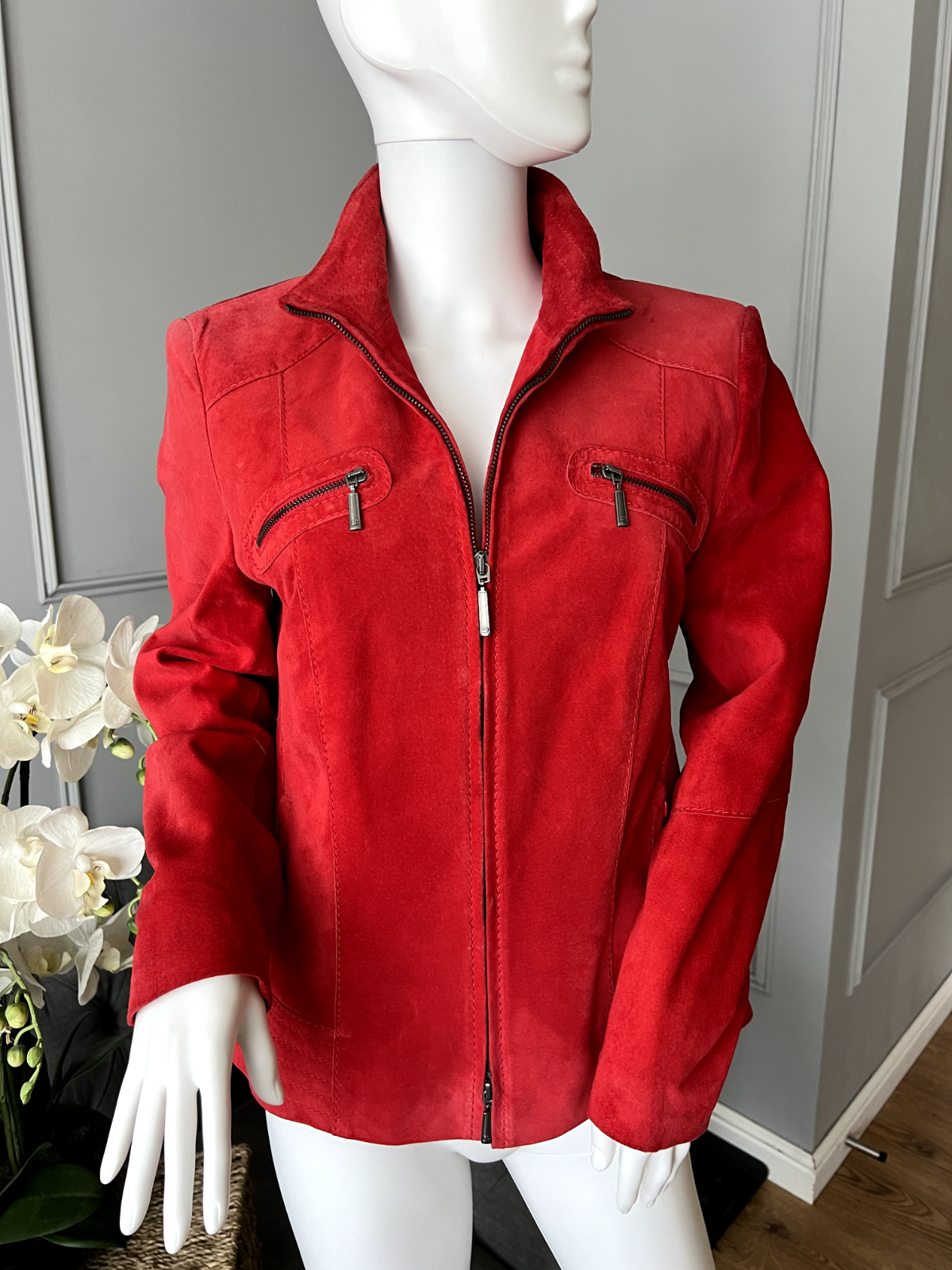 Gerry Weber women's real suede leather jacket red UK 14