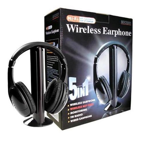 Cuffie Stereo Wireless 5 IN 1 Senza Fili WIFI Cuffia per Pc Tv Mp3 con  MICROFONO | eBay