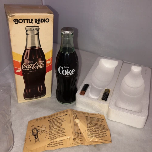 Vintage Coca-Cola Bottle AM Radio w. Original Box Papers