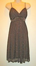 Women Vintage Spaghetti Straps Brown Gold Party Evening Cocktail Sexy Dress Sz M