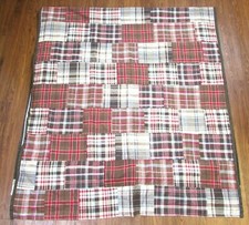 Pottery Barn Kids Madras Plaid Patchwork Blackout Curtain Drape 44x96 1 Panel